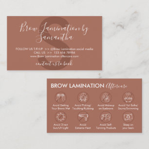 Terra Brow Lamination Aftercare Advice Instruction Business Card
