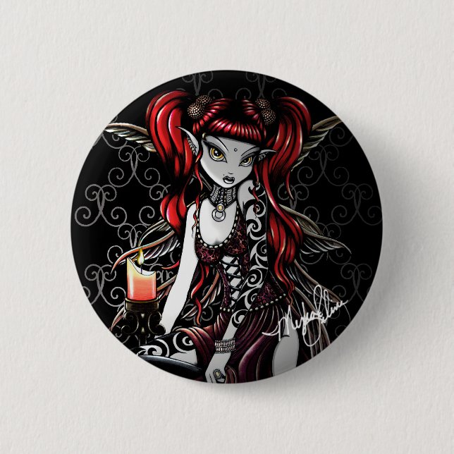 "Terra" Candle Light Tattoo Fairy Pinback Button (Front)