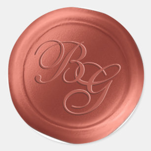 Terra Copper Script Monogram Wax Seal Stickers