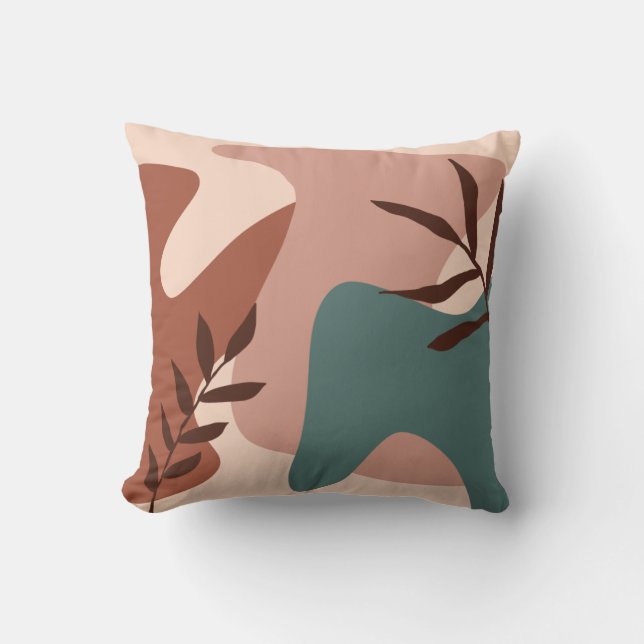 Terra Cotta Abstract Botanical Modern Cushion (Front)