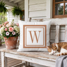 Terra Cotta and White Classic Square Monogram