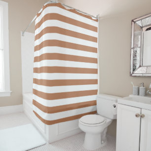Terra Cotta and White Stripes Shower Curtain