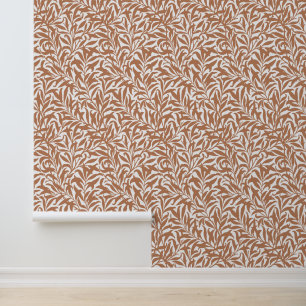 Terra Cotta and White Willow Bough Wallpaper