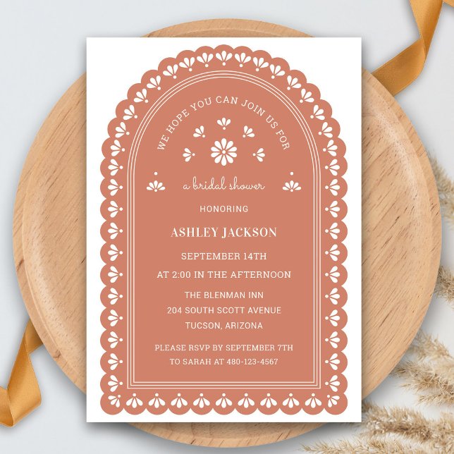 Terra Cotta Arch Bridal Shower Invitation (Terra Cotta Arch Bridal Shower Invitation by Fiesta Valley Print)