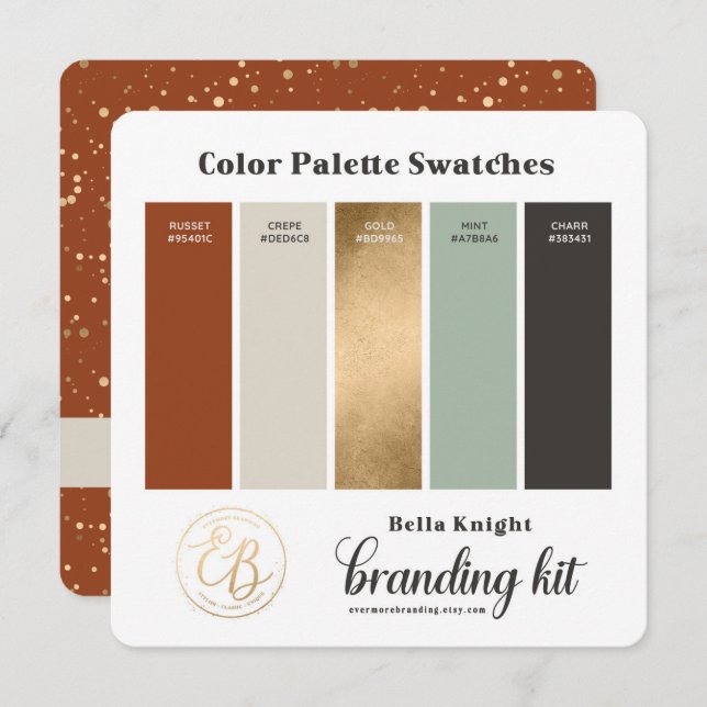 Terra Cotta Beige & Gold Colour Palette Swatch Car Invitation (Front/Back)