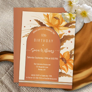 Terra Cotta Bohemian Watercolor Floral Birthday Invitation