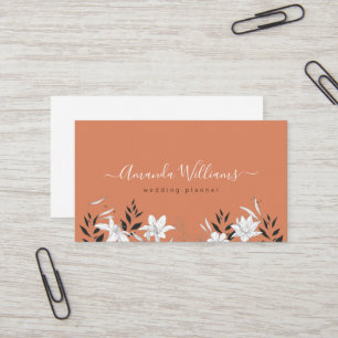 Terra cotta Boho Floral Design Business Card