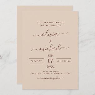 Terra Cotta Boho Wedding Modern Simple Invitation