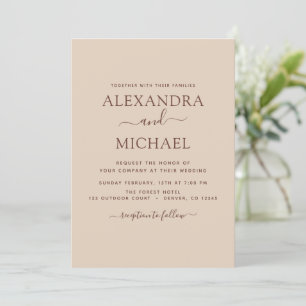 Terra Cotta Boho Wedding Modern Simple Invitation