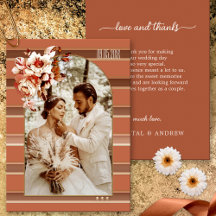 Terra Cotta Boho Wedding Photo Thank You Card