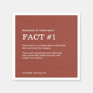 Terra Cotta Burnt orange Custom Wedding Fact Napkin