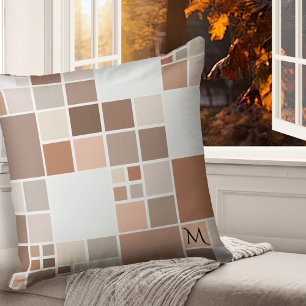Terra Cotta Coffee Chic Mosaic Pattern Pillow