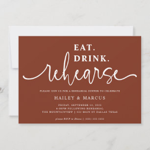Terra Cotta Eat Drink Rehearse Rehearsal Dinner Invitation