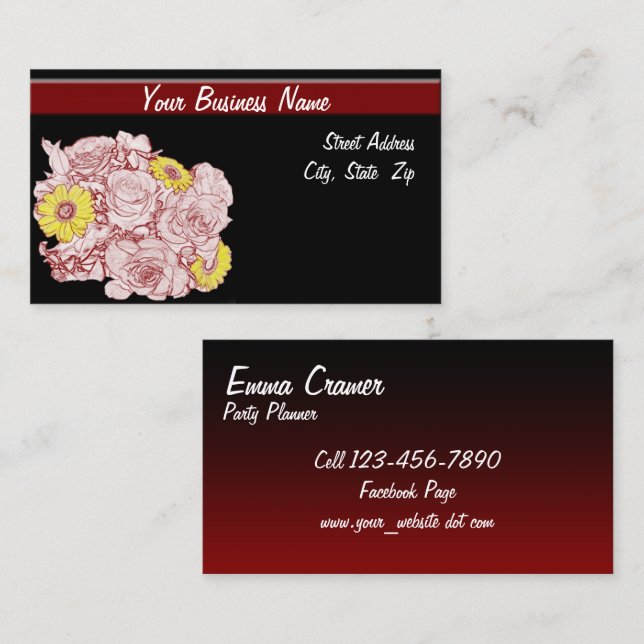 Terra  Cotta Edged Bouquet Business Card (Front/Back)