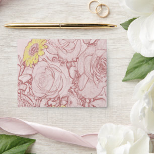 Terra Cotta Edged Rose Yellow Daisy Bouquet Envelopes