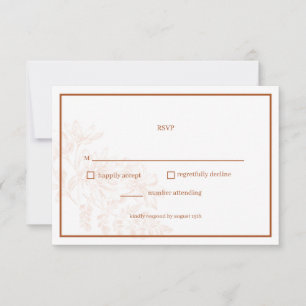 Terra Cotta Floral Simple Wedding RSVP Card
