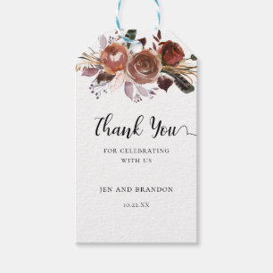 Terra Cotta Floral Thank You Favour Wedding Gift Tags