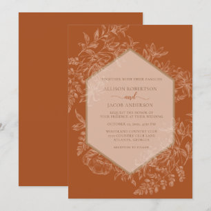 Terra Cotta Geometric Floral Wedding Invitation