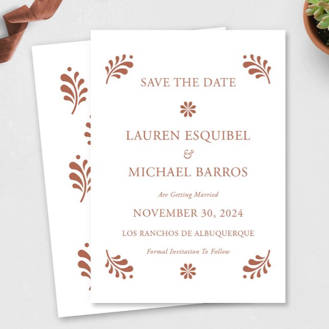 Terra Cotta Mexican Save The Date Invitation (Terra Cotta Mexican Save The Date by Fiesta Valley Print)
