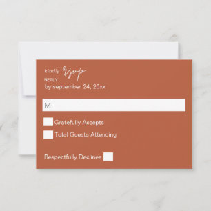 Terra Cotta MOD Calligraphy no Meal RSVP Card