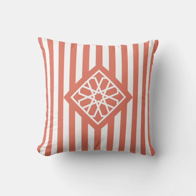 Terra Cotta Moroccan Zellige Flower Symbol Cushion (Front)