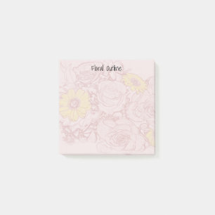 Terra Cotta Outlined Bouquet Artwork Background Post-it Notes