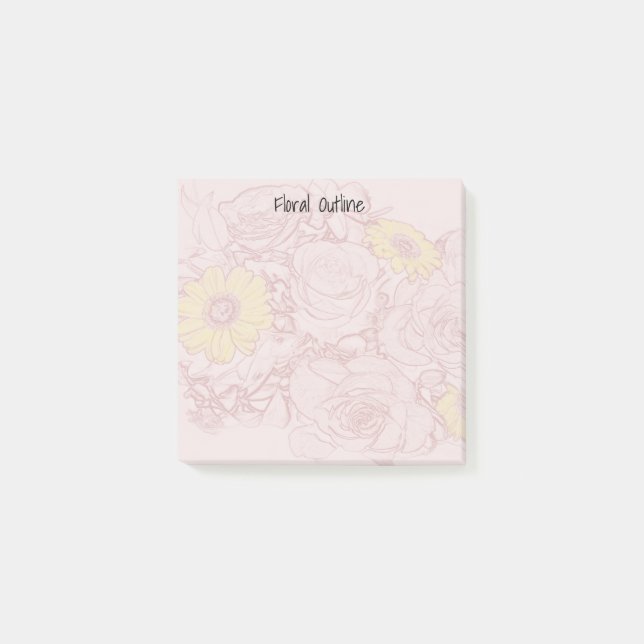Terra  Cotta Outlined Bouquet Artwork Custom Post-it Notes (Front)