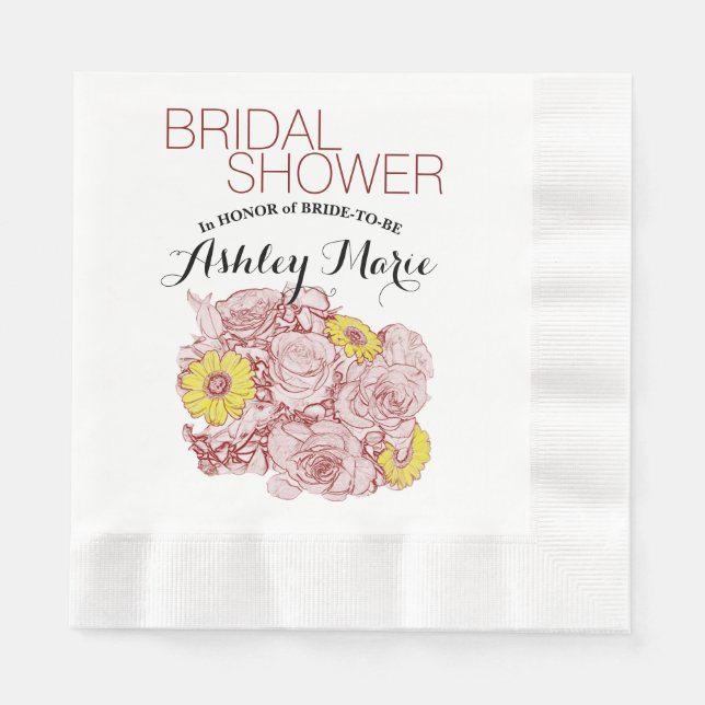 Terra  Cotta Outlined Bouquet Napkin (Front)