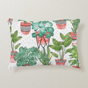 Terra Cotta Plant Pots Pattern. Decorative Cushion
