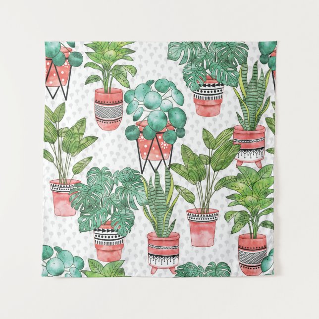 Terra Cotta Plant Pots Pattern. Tapestry (Front)