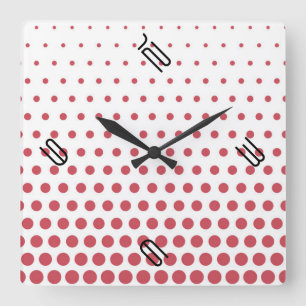 Terra Cotta Polka Dot Modern White Square Wall Clock