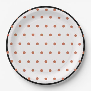 Terra Cotta Polka Dots Black Trim Paper Plate
