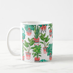 Terra cotta Pots Watercolor House Plants Seamless Coffee Mug