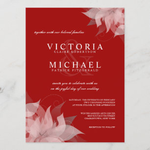 Terra Cotta Red & White Floral Wedding Invitations