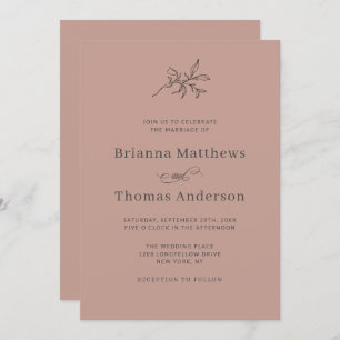 Terra Cotta Simple Elegant Fall Wedding Invitation