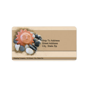 Terra Cotta Sun On Sand And Rocks Label