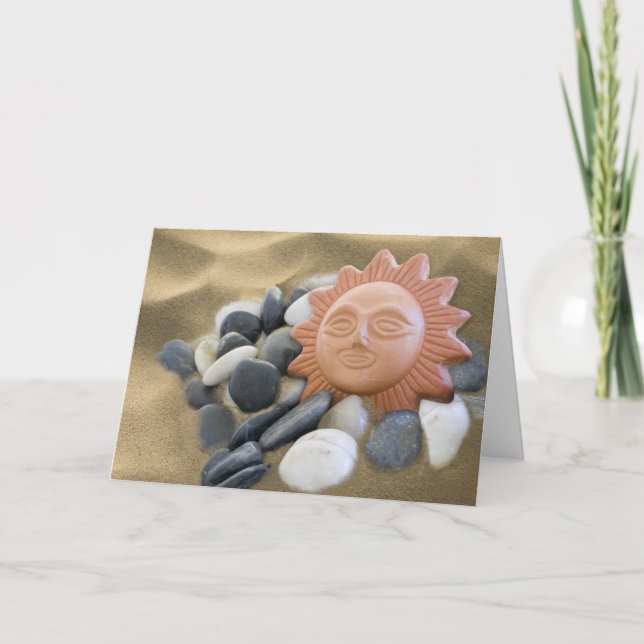 Terra Cotta Sun With Rocks And Sand Thank You Card (Front)