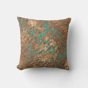 Terra Cotta Turquoise Grunge Plaster Effect Outdoor Cushion