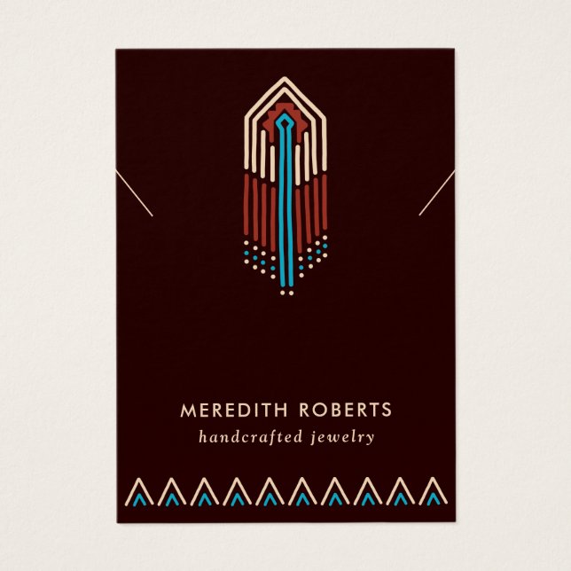 Terra Cotta Turquoise Tribal Necklace Display Card (Front)