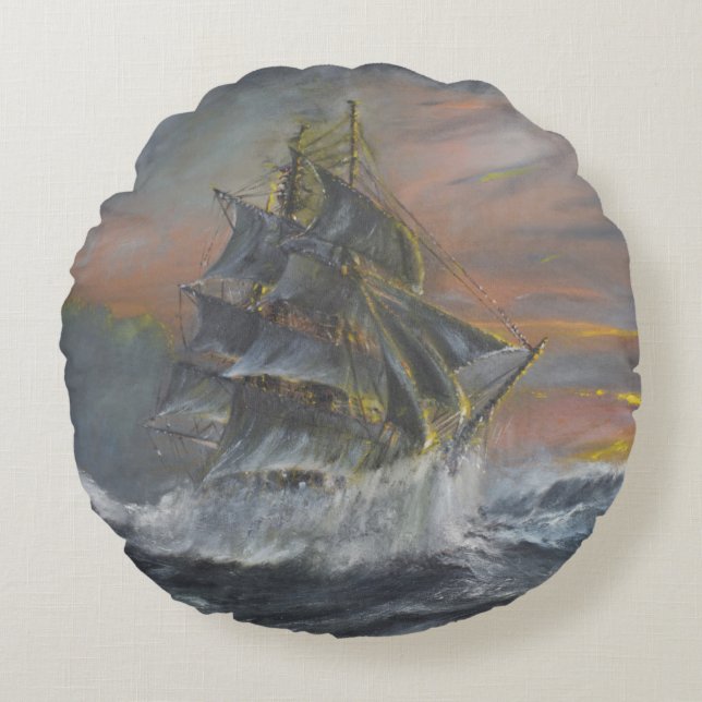 Terra Nova heads into a fierce Gale Dawn Round Cushion (Front)