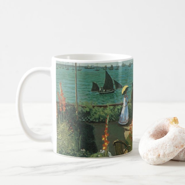 Terrace at the Seaside by Claude Monet Coffee Mug (With Donut)
