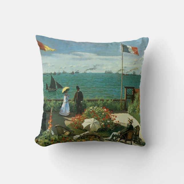 Terrace at the Seaside by Claude Monet Cushion (Front)