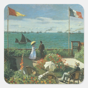 Terrace at the Seaside by Claude Monet Square Sticker