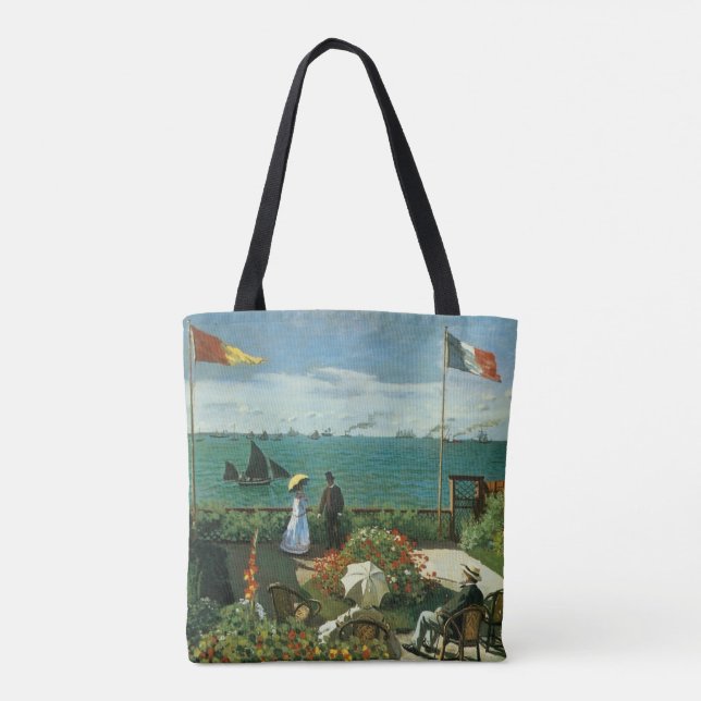 Terrace at the Seaside by Claude Monet Tote Bag (Back)