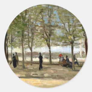 Terrace in Luxembourg Gardens (1886) Van Gogh Art Classic Round Sticker