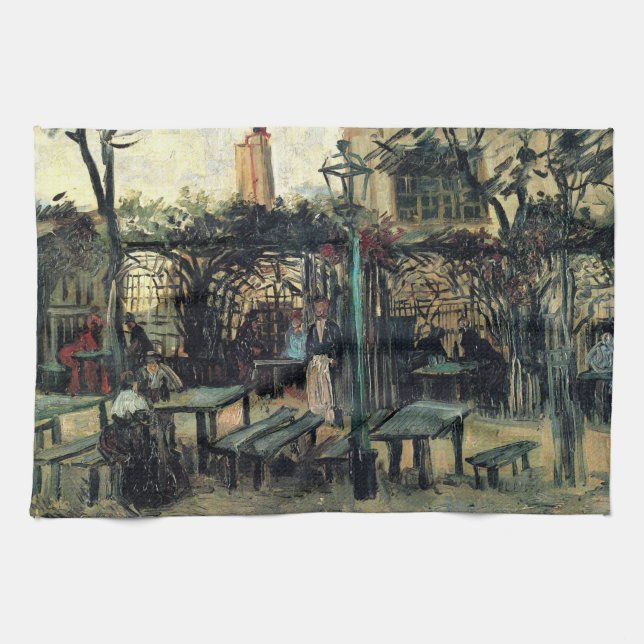 Terrace of a Cafe, Montmartre by Vincent van Gogh Tea Towel (Horizontal)