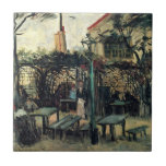 Terrace of a Cafe, Montmartre by Vincent van Gogh Tile<br><div class="desc">Terrace of a Café on Montmartre (La Guinguette) by Vincent van Gogh is a vintage fine art post impressionism architectural painting featuring an outdoor scene at a restaurant with customers dining and a waiter. About the artist: Vincent Willem van Gogh was a Post Impressionist painter whose work was most noteable...</div>