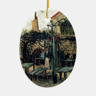 Terrace of a Cafe on Montmartre La Guinguette Ceramic Tree Decoration