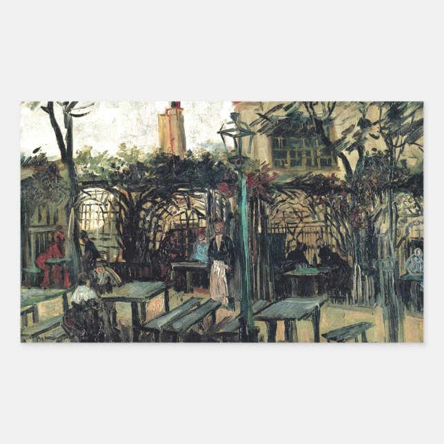 Terrace of a Cafe on Montmartre La Guinguette Rectangular Sticker (Front)
