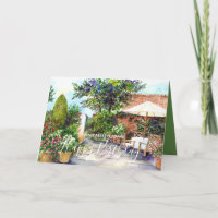 Terrace of The Manor House Watercolor Painting